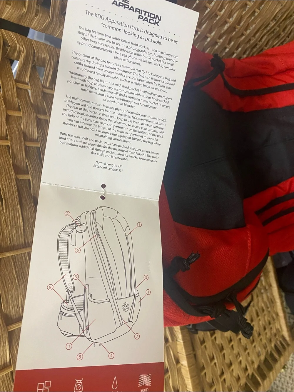 Men's Red and Black Performance Backpack - Lightweight Daypack